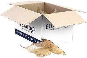 Hollings Cow Ears Dog Treats, 100% Natural & Nutritious Long Lasting Chew Treats for Adult Dogs, Grain Free & High in Protein (50 Loose)