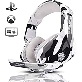 YOTMS H1 Cascos Gaming, Auriculares Gaming, PS5 Cascos con Cable para PS4 PC con 3D Surround Sound, Micrófono, Cancelación de