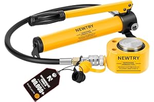 NEWTRY 5T Low Profile Hydraulic Jack Porta Power Kit + CP-180 Manual Hydraulic Hand Pump, Industrial Mini Hydraulic Cylinder, Stroke 0.24”