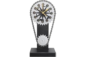 ROTRES Vintage-Zahnraduhr, Tisch-Metall-Edition, Rotierende Ganguhr, Elektrisches Design Wanduhren, Echte Bewegliche Zeitkettenuhr für Raumdekoration, Personalisierte Heimdekoration, Wanduhr (Schwarz)
