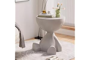 VIRZEN Beistelltisch, runder Couchtisch, süßer Sofa-Beistelltisch, Nachttisch, Kleiner Beistelltischs mit Akzent für Wohnzimmer, Schlafzimmer, Balkon, Büro, Moderne Nachttisch-Wohndekoration (Grau)