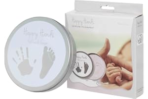 Dooky Happy Hands 2D handtrycksset för en baby hand- eller fotavtryck som påminnelse (i praktisk aluminiumlåda, lätt att använda, inklusive hudvänlig modellering och aluminiumburk)