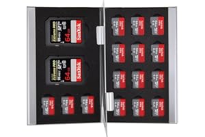 King of Flash Memory Card Holder Case, Slim Silver Aluminium, Shockproof, Holds 2 SD/SDHC Memory Cards and 15 Micro SDHC Memory Cards