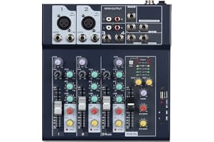 Weymic Professional Mixer | 4-Channel 2-Bus Mixer/w USB Audio Interface for Recording DJ Stage Karaoke Music Application