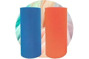 VEIKEN Tela Tul, 2 colores, (Azul y Naranja), 2 Rollos, 15cm, 23 metros, 2 unidades, Fiestas, Bodas, Disfraces, Falda, Tutu, Decoración, Artesanía, Manualidades. 25 yardas