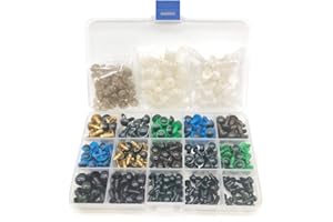 BITEYI Coloridos Plastic Ojos de Seguridad DIY Vistoso Craft Ojos con Arandelas 264 Piezas 6-12mm para Muñeca,Marioneta,Felpa Animal