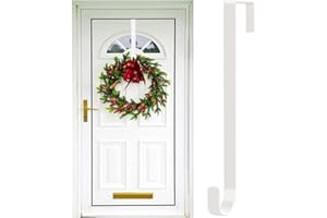 Yumatch 1 PCS Christmas Wreath Door Hanger Metal Wreath Hangers 30 x 5 CM Door Metal Hook Holder for Christmas Wreaths Display Doors Hook, White Hanger