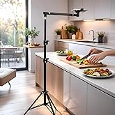 Coverzone Profesyonel 190cm Ayarlanabilir Al&uuml;minyum &Ccedil;ekim Tripod Stand &ndash; 77-190 cm Y&uuml;kseklik, 2 Eklemli Telefon Tutucu, Dikey
