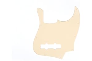 Musiclily 10 Hole J Bass Pickguard for Fender American/Mexican Made Standard Jazz Bass, 1Ply Cream