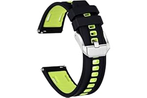 Ayadoo Bracelet de montre en silicone bicolore, bracelet sportif de remplacement rapide étanche en acier inoxydable pour hommes et femmes, largeur du bracelet 20 mm 22 mm 24 mm