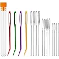 16 Pcs Large Eye Blunt Needles, Darning Needles for Wool, Crochet Needles, Tapestry Needle Yarn Needle, Wool Needles for Sewing Up Knitting for Crochet DIY Crafts (Random Colors)