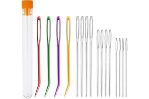 ASIRYVA 16 Pcs Large Eye Blunt Needles, Darning Needles for Wool, Crochet Needles, Tapestry Needle Yarn Needle, Wool Needles for Sewing Up Knitting for Crochet DIY Crafts (Random Colors)