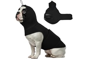 Hjumarayan Chaleco Antiestres para Perros, Chaleco Estirable Perro Ansiedad Chaleco Relajante Perro con Orejeras, Chaleco Antiestres Perros para Fuegos Artificiales, Tormentas y Sirenas, Negro M