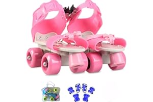 QIANG Roller Skates Kids Girls, Adjustable Toddler Tri Skates for Children Boys Roller Boots Shoes for 2-6 Years Old with Helmet Protective Gear Set