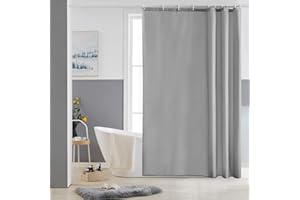 Furlinic Cortina Ducha Tela Impermeable Antimoho Gris Pequeña Cortinas Baño Poliéster Lavable con 8 Anillas Cortina Ducha para Bañera Ducha 150x180cm