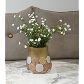 VAZO DAHİL,VAZO DAHİL,VAZODA &Ccedil;İ&Ccedil;EK,BEYAZ YAPAY &Ccedil;İ&Ccedil;EK,VAZO DEKORATİF ALTIN PUANLI POLİRESİN 9X9X15CM