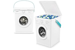 com-four® 2x Förvaringslådor med Lock och Handtag 5 L | Tvättmedelsbehållare av återvunnen plast för pulver, kapslar, pods och tvättillbehör