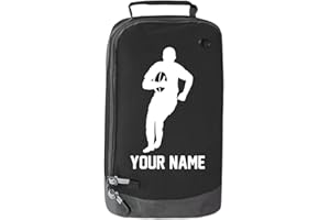 ABSOLUTELY TOP Personalised Childrens Rugby Boot Bag Boys Girls Sports Football PE Kit Gift, Ink Black/White Print
