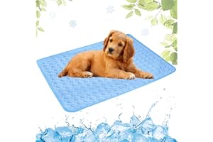 LEZUAN Cooling Mat for Dogs and Cat, Heat Relief Pet Cooling Mat for Crates, Kennels and Beds - Portable and Washable(Blue,40x50cm)