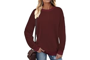 Cuptacc Sudaderas Mujer Jersey Escote Redondo Tops Manga Larga Mujer Sweatshirt De Canalé Camiseta Contraste De Colores