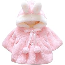 FEESHOW Baby Mädchen Umhang Jacke - Kuscheliger Kunstpelz Wintermantel Für Prinzessinnen 0-3 Jahre