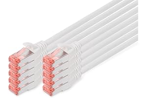 DIGITUS LAN Kabel 6 - 1m - 10 Stück - RJ45 Netzwerkkabel - S/FTP Geschirmt - Kompatibel zu Cat 6A & Cat 7 - Grau