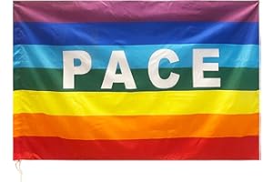 MIZIJIA Bandiera della Pace,Bandiera Arcobaleno,Bandiera della Pace Arcobaleno150x90cm Bandiera Rainbow Flag per Esterno Interno Giardino