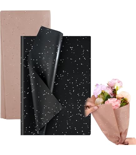 Lot 30 Feuilles Papier De Soie Pailleté Brun - 50x70 Cm, Pour Emballage Cadeau, Bouquets Fleurs, Artisanat
