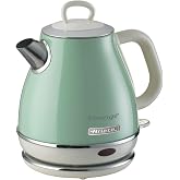 Ariete Vintage Elektrikli Su Isıtıcı 1 Litre Yeşil 2868/04 - Paslanmaz &Ccedil;elik, Retro Kettle, 1630 Watt, Otomatik Kapanma, Kabl