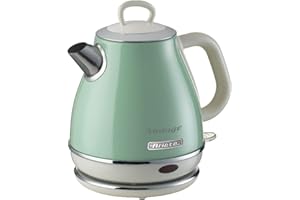 Ariete Bollitore Vintage 2868, Bollitore Elettrico con Base Cordless a 360°, Spegnimento Automatico, Capacità 1 L, Acciaio Inossidabile, 1600W, Verde