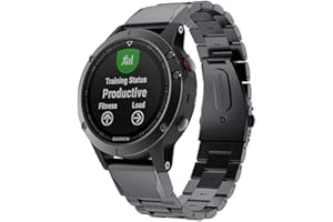 TOPsic Bransoletka do zegarka Garmin Fenix 5, 22 mm, stal nierdzewna, Easy Fit, pasek do zegarka do Instinct/Fenix 5/Fenix 5 Plus/Forerunner 935/Fenix 6/Fenix 6 Pro/Fenix 7/Fenix 7 Solar/Fenix 7 Sapphire Solar
