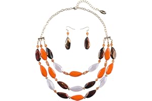 Bocar 3 Layer Beads Statement Necklace Earring for Women Jewelry Set (NK-10077)