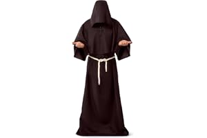 Spooktacular Creations Kostium mnichów na Halloween, średniowieczna brązowa szata mnicha dla dorosłych, renesansowa szata kapłana na Halloween, imprezę cosplay