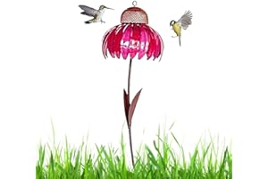 Comederos para pájaros, colibríes equinácea – Alimentador pájaros metal para decoración jardín y patio Teksome