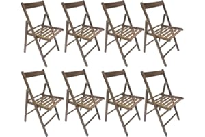 SF SAVINO FILIPPO 8 sedie Pieghevole Sedia birreria in Legno di faggio Marrone Noce richiudibile per Campeggio casa Ospiti catering