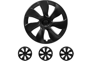 ‎KAVANIC KAVANIC pasuje do Tesla Model Y Kołpak 19 Calowy Czarny Mat Wsparcie Logo Symetryczny Wzór (4 Szt) Styl Blade 2020–2023 Model Y Gemini Koła