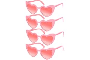 WOWTLMY 4 Pack Vintage Heart Shaped Sunglasses Pink Sunglasses For Women Cat Eye Ladies Fashion Retro Eyeglasses, Vintage Love Heart Sunglasses for Protection Eyewear