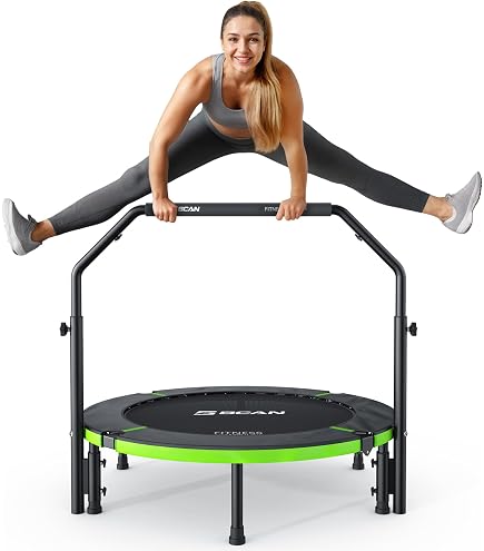 Trampoline Double KOMFOTTEU 154x90cm Pliable Avec Poignée Réglable - Charge 150kg