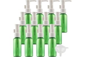 PQPAUTY TIANZD 12 Stück Leere 50 ml Rund Grün Kunststoff PET Gelspender Pumpflasche Flasche mit Weiß Lotion-Spender Seifenspender Lotionspender für Kosmetik Seife Reinigungsöl Gels Cream