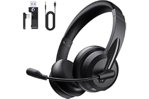 syndesmos Headset mit Mikrofon Bluetooth, Verstellbares Kopfband Headset PC, Unterstützt 2,4 G/Bluetooth V5.3/Kabelgebundene Verbindung, für Telefon, Tablette, CallCenter, Büro, Treffen, Geschäft