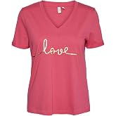 VERO MODA VMKLOVE S/S V-NECK T-SHIRT JRS BTQ GA Tiş&ouml;rt Kadın