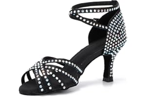 SUKUTU Zapatos de Baile Latino para Mujer Rhinestones de salón Tango Chacha Samba Zapatos de Baile de Jazz Moderno