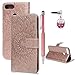 Price comparison product image Huawei P Smart Case, PU Leather Sun Flower Embossed Wallet Stand Folio Flip Cover Cases TPU Bumper Magnetic Clasp Kickstand Function with Card Holders & Hand Strap & Dust Plug,Rose Gold