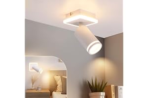 URing Taklampa med 1 spotlight, modern vit takspotlight, taklampa med lägre belysning 4W + 5 W GU10, varmvit 3 000 K, LED-tak