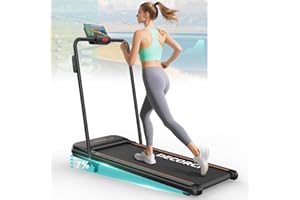 Decorcn Walking Pad Treadmill for Home Foldable, 5 in 1 Treadmills with App Compatible, 10KM/H Under Desk Walking Pads with 7% Incline, Running Machine, Magnetic Remote Control