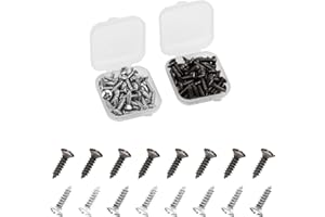 SAVITA 100 Piezas Tornillos de Guitarra, Tornillo de Golpeador de Bajo, Tornillos de Golpeador de Guitarra para Guitarra Eléctrica Bajo Eléctrico Protectores (Negro Claro, Plateado Brillante)