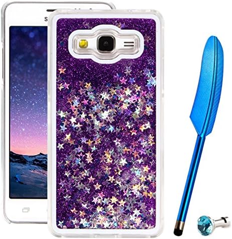 Galaxy Grand Prime G530 Case,Galaxy Grand Prime Case for Girls,Vioela Creative Funny Novelty 3D Flowing Floating Bling Glitter Sparkly Sharkle Shinny Flowing Quicksands Glitter Stars Design Luxury Transparent Clear Plastic Hard Back Cover Protective Shell for Samsung Galaxy Grand Prime G530