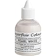 Sugarflair Pearl White Metallic Glitter Edible Airbrush Colour - Edible Food Colouring Airbrush Paint for Cakes, Cupcakes, Icing and Cake Decorations - 60ml