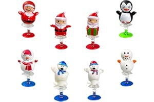 TOPWAYS Christmas Jump Up Toys, 8pcs Santa Snowman Bear Jumping Popper Pop Up Toys, Party Bag Fillers Accessories for Christmas Party Decoration, Xmas Favors Gift (Christmas)