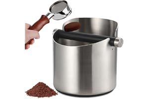 PORFOYO Recipiente para portafiltros, recipiente para portafiltros, caja grande de acero inoxidable, caja de café para café barista, accesorios para cafetera espresso, posos de café, recolección y